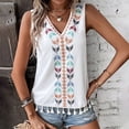 thumbnail image 1 of Royisotas Summer Women's Tank Tops White Sleeveless Casual Womens Camisoles Tassels Solid Color V-Neck Embroidery Women's Tanks & Camis, 1 of 4