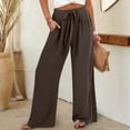 thumbnail image 1 of Royisotas Summer Womens Plus Size Pants High Waist Casual Wide Leg Flat Front Pants Bandage with Pocket, 1 of 6