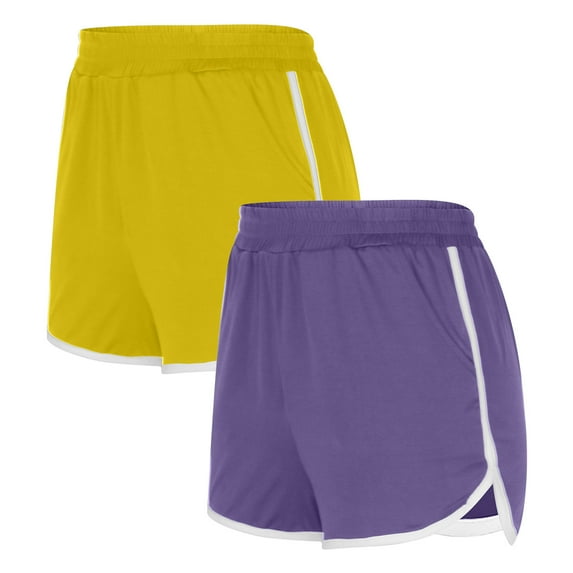 Royisotas Summer Womens Shorts Elastic Waist Sports Casual Dolphin Shorts Yoga Solid Color Pocket Women's Plus Size Shorts