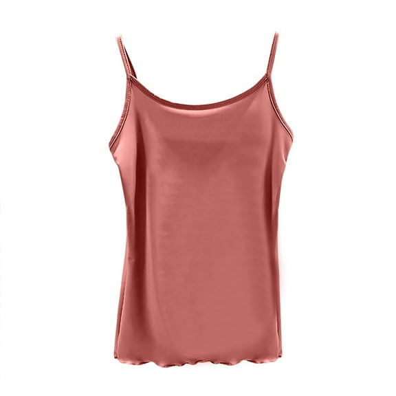 Royisotas Summer Womens Tank Tops Loose Fit Sleeveless Casual Red Camisoles for Women Plus Loose Crew Neck Thin Strap Flounce Cami Tops for Women