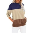 thumbnail image 1 of Royisotas Sweatshirts for Women Plus Size Fall and Winter Color Block Long Sleeve Pullover Navy Casual Crew Neck Side Pockets No Hood Shirts, 1 of 4