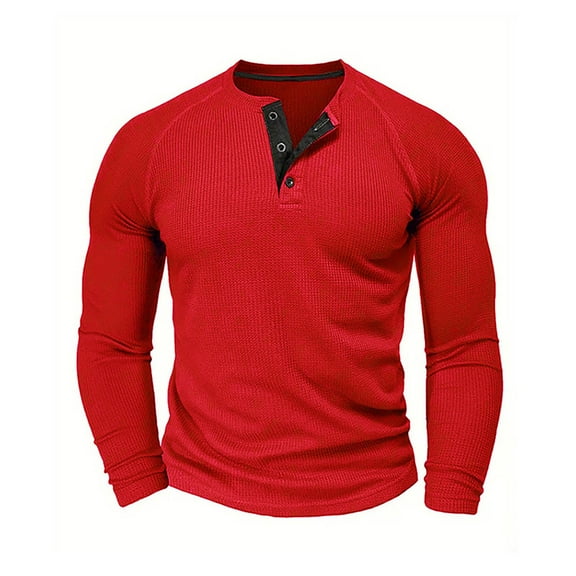 Royisotas T Shirts for Men Pullover Long Sleeve Tops Big and Tall Casual Henley Fashion Mens Shirts Crewneck