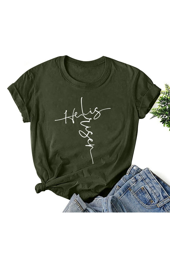 T-Shirts for Women Plus Size Easter Print Short Sleeve Womans Tops Graphic Casual Trendy Tops