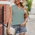 thumbnail image 1 of Royisotas Tank Tops for Women 2025 Summer Green Casual Sleeveless Camisoles for Women V-Neck Lace Patchwork Solid Color Womens Cami Tops, 1 of 6