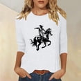 thumbnail image 1 of Royisotas Three Quarter Sleeve Womens Plus Tops Casual Western Style Printed Summer White Womens T Shirts Loose Comfortable Crew Neck Shirts, 1 of 4
