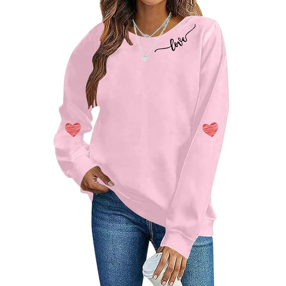 Royisotas Valentine Sweatshirts for Women Pullover Crew Neck Shirts Valentine's Days Winter Love Heart Womens Sweatshirts Cute