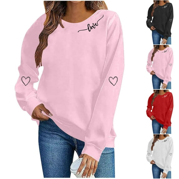 Royisotas Valentine Sweatshirts for Women Pullover Crew Neck Shirts Valentine's Days Winter Love Heart Womens Sweatshirts Cute