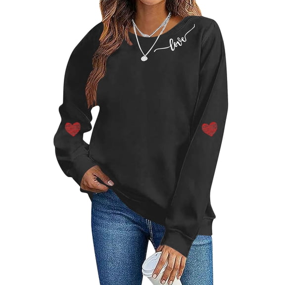 Royisotas Valentine Sweatshirts for Women Pullover Crew Neck Shirts Valentine's Days Winter Love Heart Womens Sweatshirts Cute