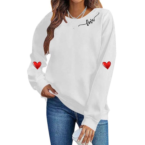 Royisotas Valentine Sweatshirts for Women Pullover Crew Neck Shirts Valentine's Days Winter Love Heart Womens Sweatshirts Cute