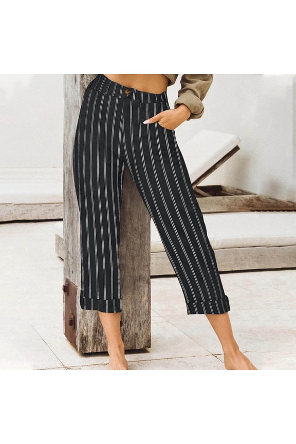 Wide Leg Capris for Women Trendy High Waisted Flare Cropped Pants Stretchy Baggy