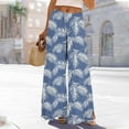 thumbnail image 1 of Royisotas Wide Leg Plus Size Womens Pants Summer Hawaiian Casual Mid Waist Palazzo Drawstring Elastic Waist with Pockets Pants, 1 of 8