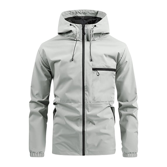 Royisotas Windproof Jackets for Men Hooded Waterproof Coats Cargo Winter Casual Long Sleeve Mens Rain Jackets