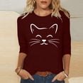 thumbnail image 1 of Royisotas Wine Tops for Women Plus Size Casual Summer 3/4 Sleeve Shirts for Women Print Crew Neck Tshirts for Women, 1 of 4
