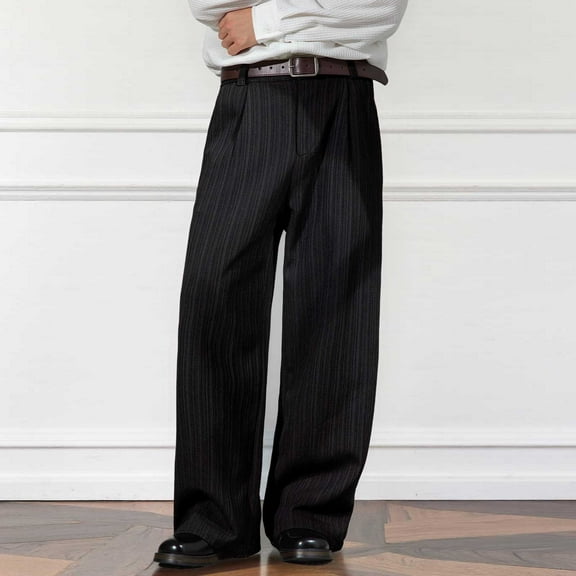 Royisotas Winter Dress Pants for Men Black Business Button Casual with Pockets Mens Pants