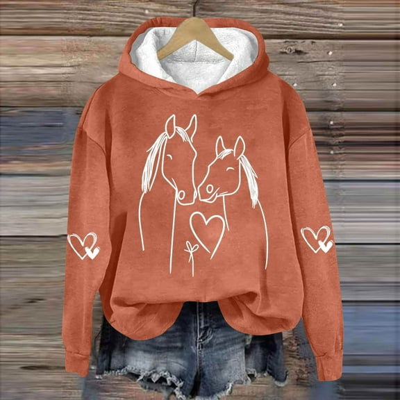 Royisotas Hoodies for Women Plus Size Winter Animal Print Hooded Sweatshirts Casual Long Sleeve Loose Fit Pullover Super Soft