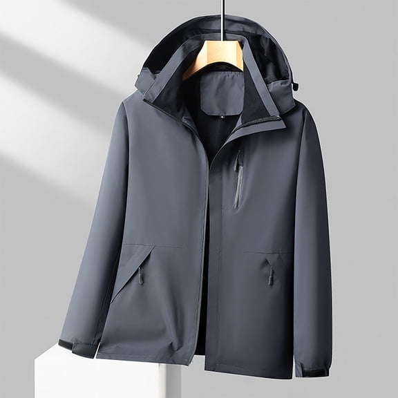 Royisotas Winter Jackets for Men Waterproof Pockets Coats Windproof Big and Tall Lightweight Mens Rain Jackets Long Sleeve