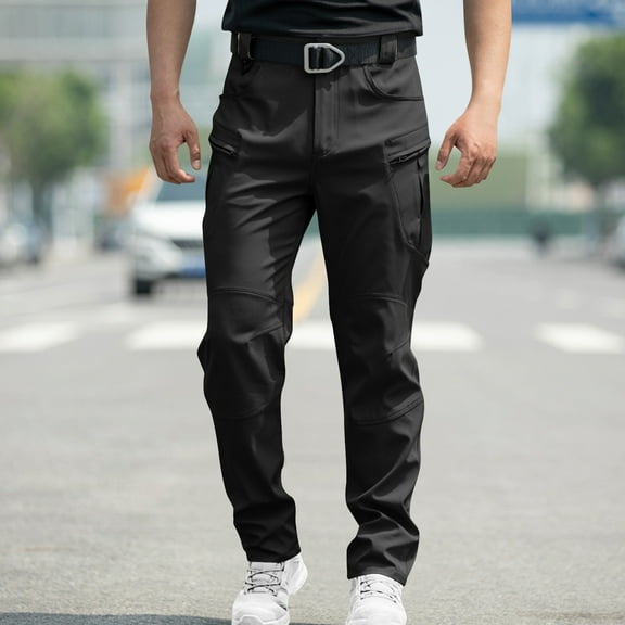 Royisotas Winter Pants for Men Waterproof Multi Pockets with Pockets Black Work Mens Pants Dressy