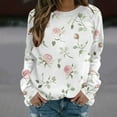 thumbnail image 1 of Royisotas Winter Women Sweatshirts Long Sleeve Floral Graphic Pullover Raglan Pink Round Neck Lounge No Hood Blouse, 1 of 5