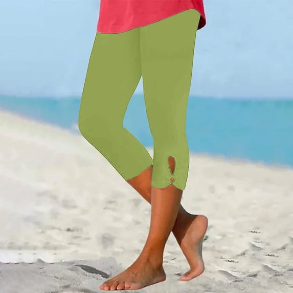 Royisotas Women Capri Leggings Dressy Casual Summer Capris Knee Length Crop Pants Trendy Lightweight Ladies Clothing