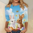 thumbnail image 1 of Royisotas Women's Cute Easter Shirts Funny Bunny Rabbit Print Easter Day T-Shirt Blouse 3/4 Sleeve T-Shirt Tunic Tops, 1 of 5