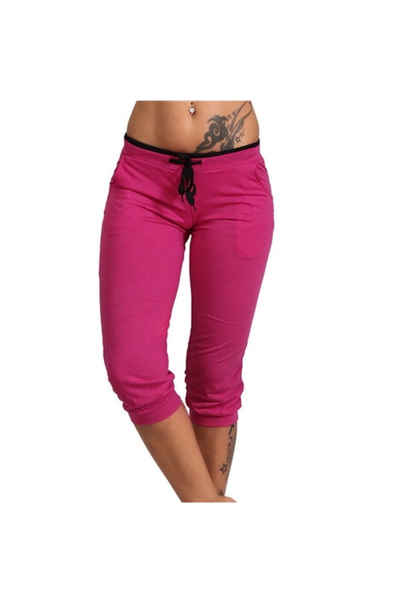 Womens Capri Yoga Pants 2026 Summer Drawstring Pants Lounge Joggers Pants with Pockets Workout