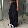 thumbnail image 1 of Royisotas Womens Cargo Pants Athletic Black Summer Straight Leg Straight Leg Elastic Waist Pant for Women, 1 of 5