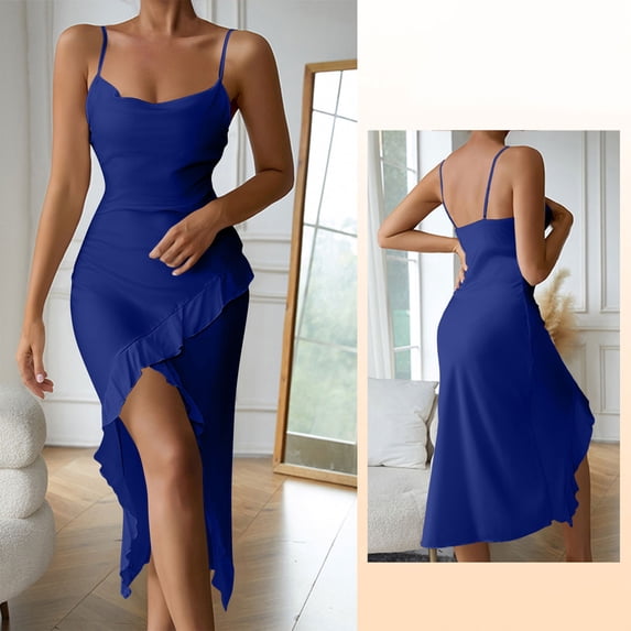 Royisotas Womens Dresses Maxi Casual Satin Silk Fashion Dress for Women Sleeveless