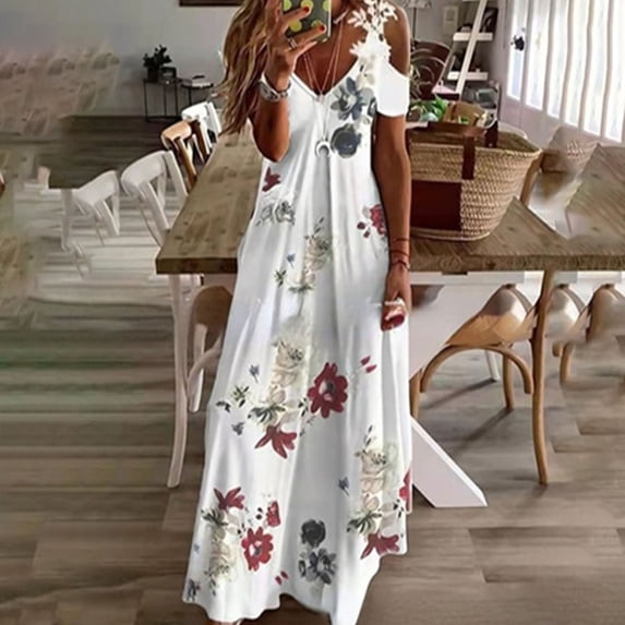 Royisotas Womens Dresses Summer Sundresses Beach Sleeveless Plus Size Fashion Long Boho Dress for Ladies