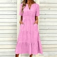 thumbnail image 1 of Royisotas Womens Jacquard Dresses Short Sleeve Summer V-neck Casual Womens Knit Dress Spring, 1 of 6