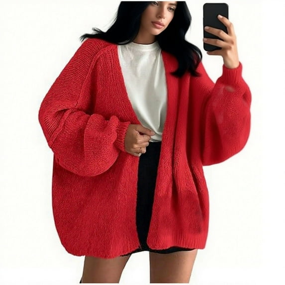 Royisotas Womens Loose Fit Sweaters Cardigan Coat Knitted Winter Solid Color Long Sleeve Tops for Women Lightweight