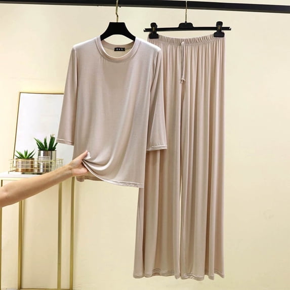 Royisotas Womens Pajamas 3/4 Sleeve Nightwear Loose Casual 2 Piece Soft Pajama Sets for Women Trendy