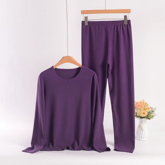 Royisotas Womens Plus Size Pajamas Crewneck Pjs Comfy Warm Long Sleeve Dressy Pajama Sets for Women