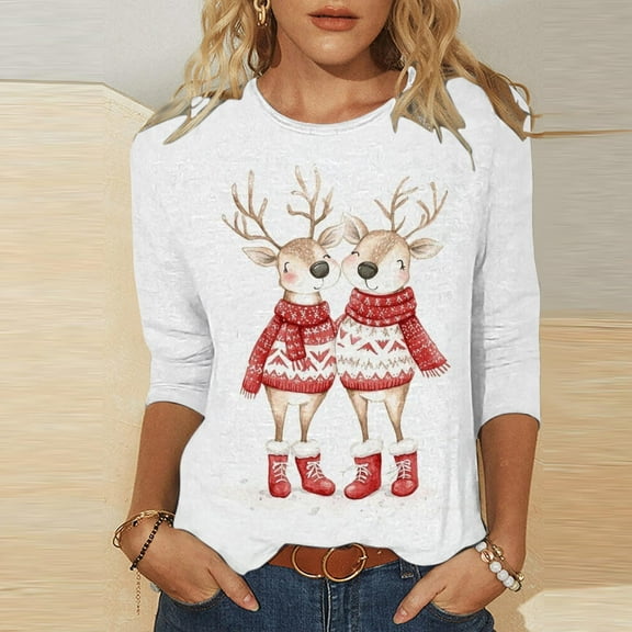 Royisotas Womens Shirts Christmas Pullover Funny Vacation Shirts for Women