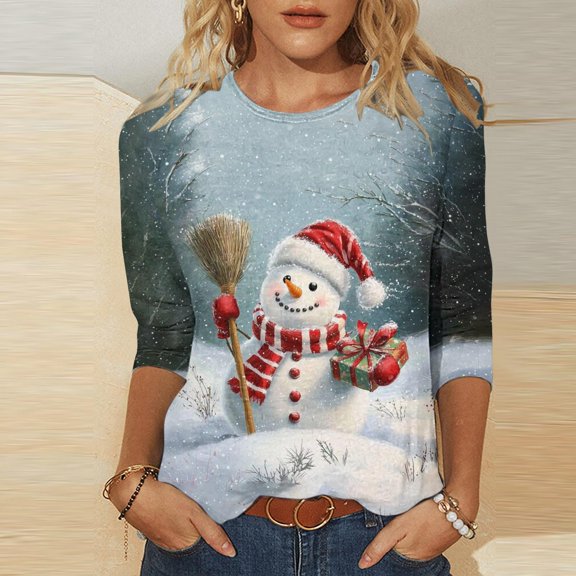 Royisotas Womens Shirts Plus Size Funny Pullover Christmas Shirts for Women Vacation