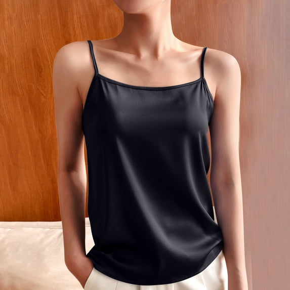 Royisotas Womens Soft Tank Tops Silk Pullover Camisole Solid Color Casual Solid Color Fashion Shirts for Ladies