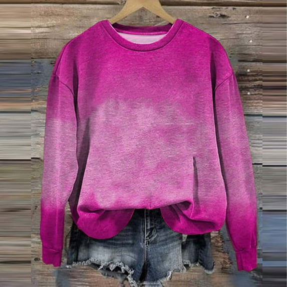 Royisotas Womens Sweatshirts Fall Long Sleeve Tie Dye Pullover Casual Loose Fit Vintage Crew Neck No Hood Blouse