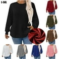 thumbnail image 1 of Royisotas Womens Sweatshirts Plus Size Winter Long Sleeve Color Block Pullover Casual Crew Neck Tunic Hoodless Tops, 1 of 6