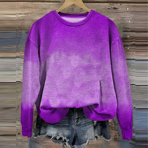 Royisotas Womens Sweatshirts Tie Dye Fall and Winter Long Sleeve Pullover Vintage Loose Fit Casual Crew Neck No Hood Shirts
