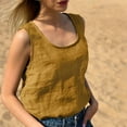 thumbnail image 1 of Royisotas Yellow Womens Tank Tops Loose Fit Summer Casual Sleeveless Camisoles for Women Plus Crew Neck Cotton Linen Loose Cami Tank Tops for Women, 1 of 5