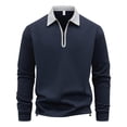 thumbnail image 1 of Royisotas Zipper Shirts for Men Fashion Shirt Polo Business Long Sleeve Collared Mens Tops, 1 of 8