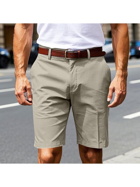 Zipper Shorts for Men Dress with Pockets Fashion Casual Solid Color Button Mens Short Business