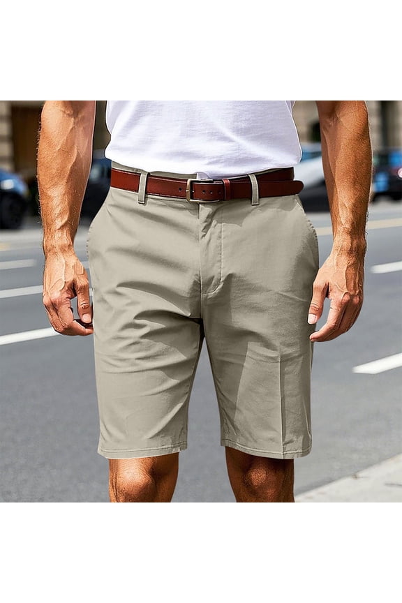 Zipper Shorts for Men with Pockets Dress Casual Business Fashion Mens Short Solid Color