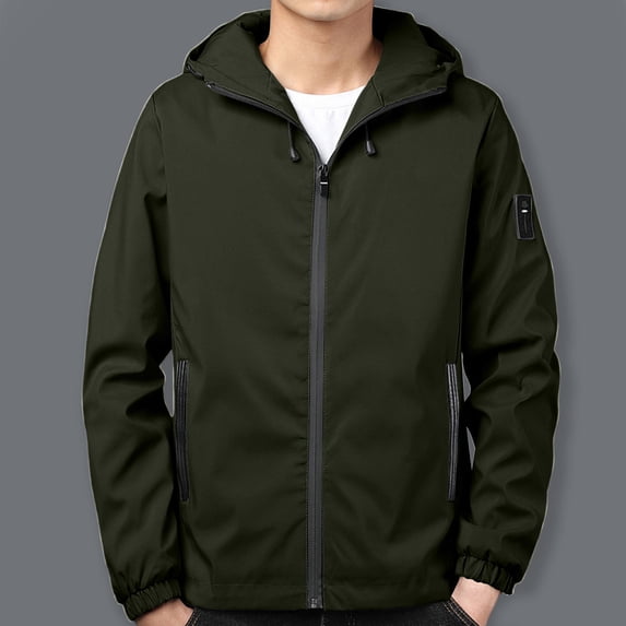 Royisotas with Hood Jackets for Men Pockets Cargo Coats Windproof Warm Long Sleeve Sports Mens Rain Jackets Winter