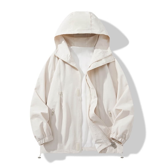 Royisotas with Pockets Jackets for Men Hooded Windproof Coats Winter Long Sleeve Cargo Mens Rain Jackets Outdoor