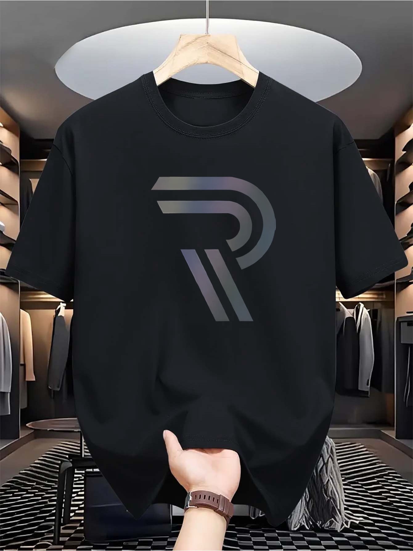 Design For Shirt R Royjerl Gradient Letter R Print Unisex & Men's 180g Cotton T-Shirt ...