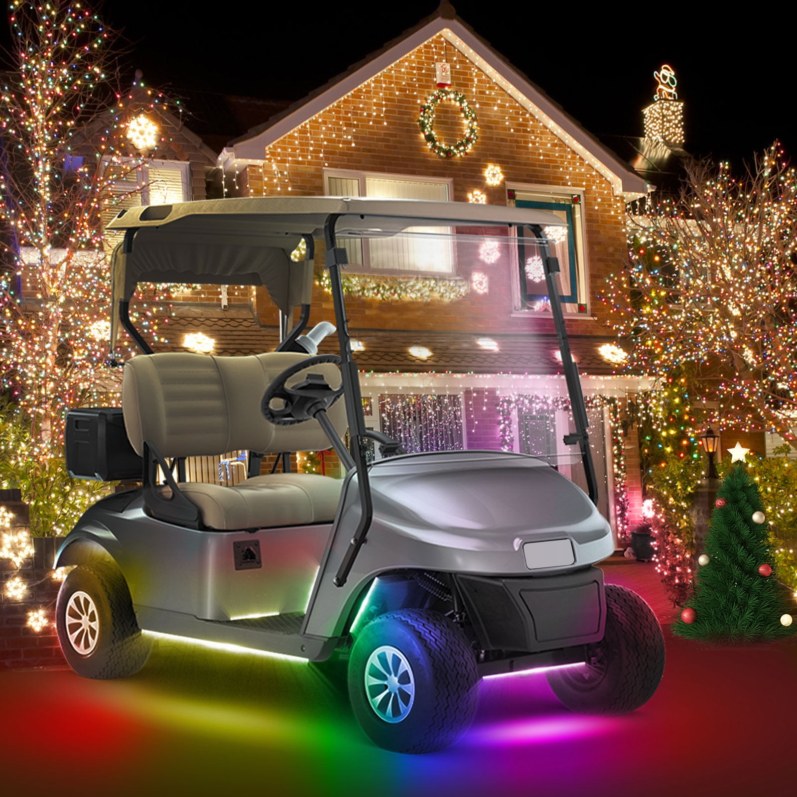 Roykaw Golf Cart LED Light Strips for EZGO Yamaha Club Car, 12 Pcs, for Christmas Halloween Party