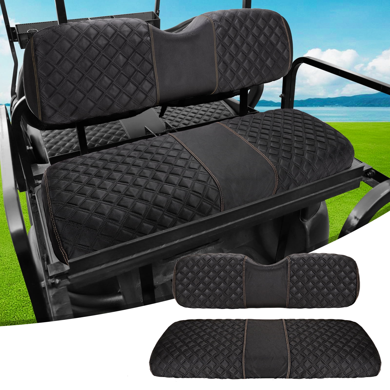 Roykaw Golf Cart Seat Covers for Aftermarket Rear Seat, Backrest Bottom ...
