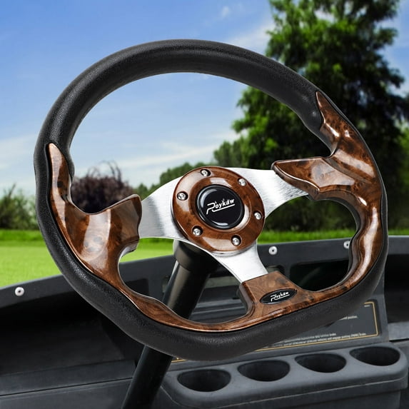 Roykaw Golf Cart Steering Wheel Universal for EZGO Club Car Yamaha, Golf Cart Accessories, Brown