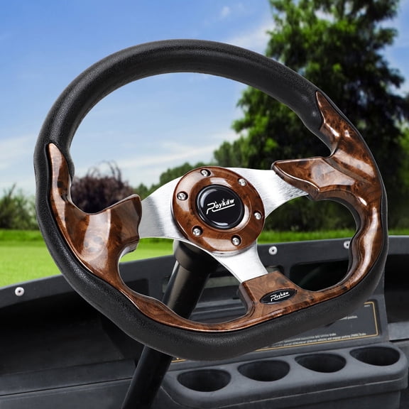 Roykaw Golf Cart Steering Wheel Universal for EZGO Club Car Yamaha, Golf Cart Accessories, Brown