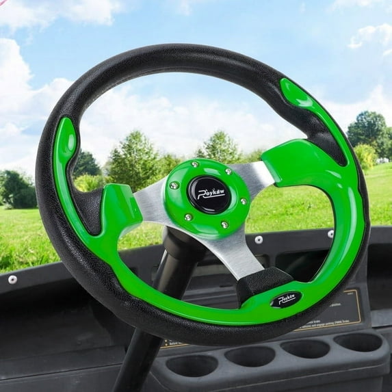 Roykaw Golf Cart Steering Wheel Universal for EZGO Club Car Yamaha, Golf Cart Accessories, Green